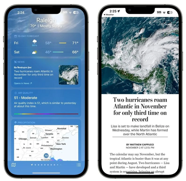 合肥苹果14维修分享iPhone 14手机如何看天气时顺带看新闻 