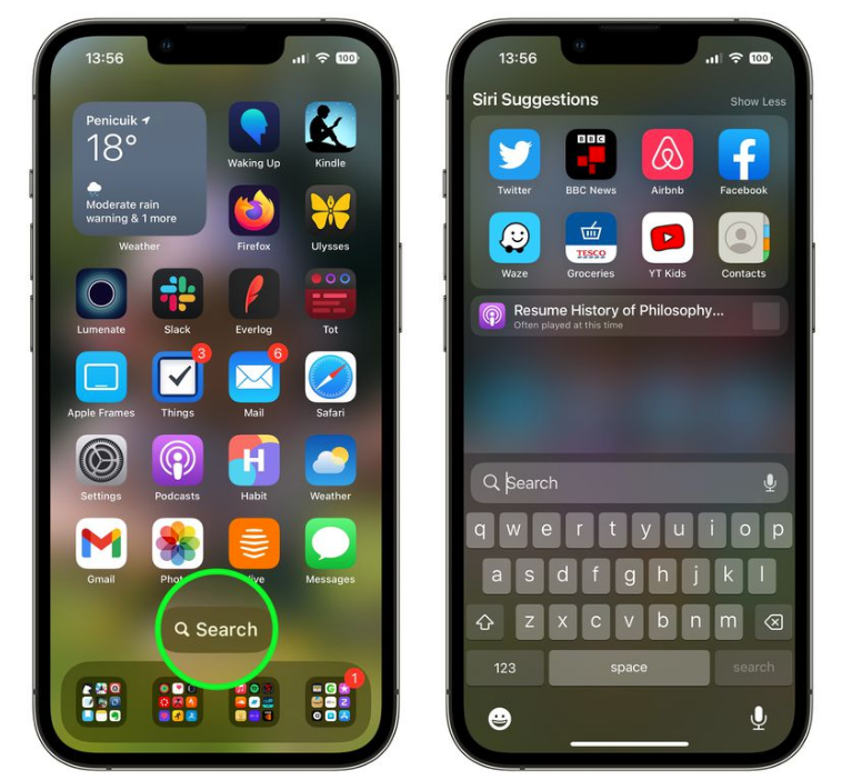 合肥苹果手机维修分享升级到 iOS 16 后，如何删除主屏幕上的搜索按钮 