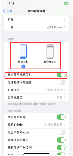 合肥苹果手机维修分享Safari浏览器如何切换标签栏位置 